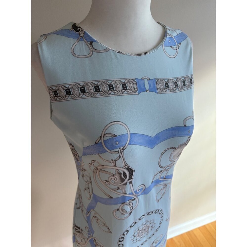 J.McLaughlin Catalina Cloth Equestrian Print Sleeveless Sheath Dress Blue XS - Picture 3 of 14